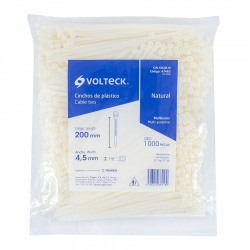 Volteck Cincho de Plástico 47463, 20 x 4.5cm, Blanco, 1000 Piezas 