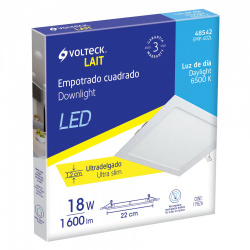 Volteck Foco LED Slim Cuadrado EMP-402L, 18W, Blanco 