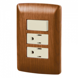 Volteck Placa Armada de Pared 49937, 2 Contactos/1 Interruptor, Madera 
