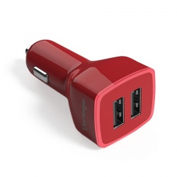 Vorago Cargador para Auto AU-103 V2, 5V, 2x USB 2.0, Rojo 