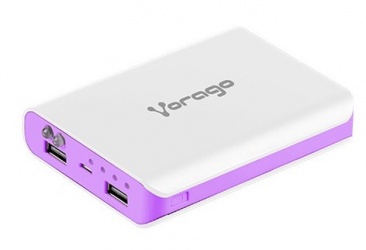Cargador Portátil Vorago PowerBank AU-300, 12.000mAh, USB, Morado/Blanco 