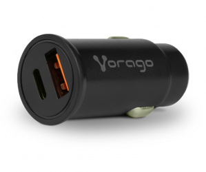 Vorago Cargador para Auto AU-305, 20W, 1x USB-C/1x USB-A, Negro 