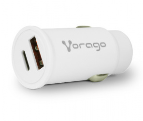 Vorago Cargador para Auto AU-305, 20W, 1x USB-C/1x USB-A, Blanco 
