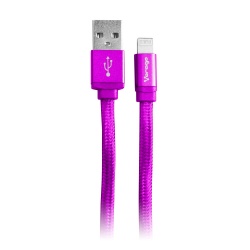 Vorago Cable de Carga USB 2.0 A Macho - Lightning Macho, 1 Metro, Morado, para iPhone/iPad 