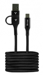 Vorago Cable USB A Macho - USB C Macho, 1 Metro, Negro 