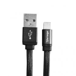 Vorago Cable de Carga USB Macho - Lightning Macho, 2 Metros, Negro, para iPhone/iPad 