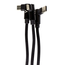 Vorago Cable de Carga 3 en 1 USB A Macho - Micro USB B/Lightning/Micro USB Macho, 1.3 Metros, Negro, para iPhone/iPad/Smartphone 