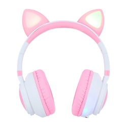 Vorago Audífonos con Micrófono RGB HPB-300-K, Bluetooth/3.5m, Inalámbrico, Rosa/Blanco 
