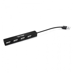 Vorago Hub USB 2.0 - 4x USB 2.0 Hembra, 480 Mbit/s, Negro 