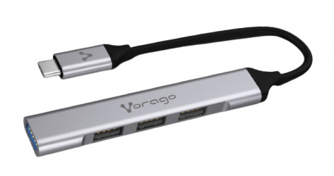 Vorago Hub USB C - 3x USB 2.0, 1x USB 3.0, Plata 