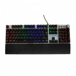 Teclado Gamer Vortred Resistance RGB, Teclado Mecánico, Alámbrico, Negro/Blanco (Español) 