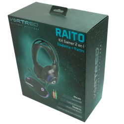 Kit Gamer de Audífonos y Mouse Vortred Raito, Alámbrico, 3.5mm, USB, Negro 