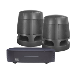 Vssl Amplificador de Audio A1X/360, Alámbrico/Inalámbrico, 2 Canales, RCA, 110V, Incluye 2 Bocinas para Exteriores TruAudio AS-360 