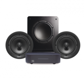 VSSL Kit Amplificado de Audio A.1X/PSUB10, 50W, 2 Canales, RCA, Negro ― Incluye 2 Bocinas PP8/Subwoofer SS10 