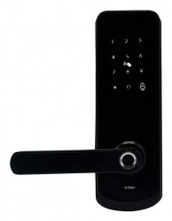 VTA Cerradura Inteligente con Teclado 84306, Lector de Huellas/Tarjeta/Contraseña, Compatible con iOS/Android, Negro 