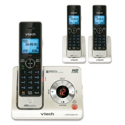 VTech Teléfono Inalámbrico DECT LS6425-3, 3 Auriculares, Altavoz, Negro/Plata 