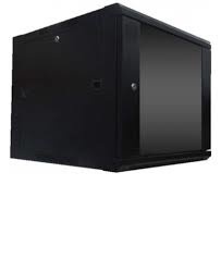 WAM Gabinete de Pared con Puerta 12U, Negro 