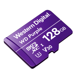 Memoria Flash Western Digital WD Purple, 128GB MicroSDXC V30 Class 3 (U3), para Videovigilancia 