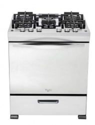 Whirlpool Estufa y Horno de Gas WF6900S, 5 Quemadores, Plata 