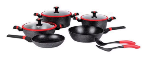 Worldconnect Batería de Cocina SSBAT10CM, Aluminio, Antiadherente, 10 Piezas 