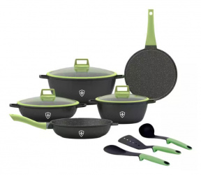 Worldconnect Batería de Cocina SSBAT11V, Aluminio, Antiadherente, 11 Piezas 