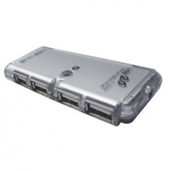 X-Media HUB USB 2.0, 4 Puertos, 480 Mbit/s, Gris 