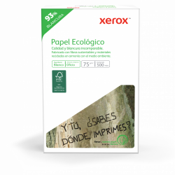Xerox Papel Bond Ecológico 75 g/m², 500 Hojas de Tamaño Oficio, Blancura 93% 