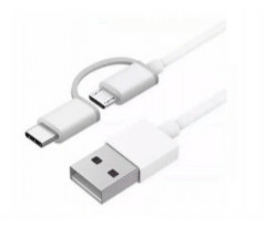 Xiaomi Cable 2 en 1 USB A Macho - MicroUSB A Macho - USB-C Macho, 1 Metro, Blanco 
