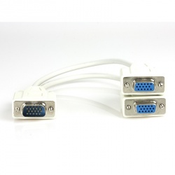 Xtech Cable VGA (D-Sub) Macho -  2x VGA (D-Sub) Hembra, 20cm, Blanco 