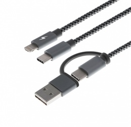 Xtech Cable USB A/C Hembra - USB-C/Micro-USB A/Lightning Hembra, 1.2 Metros  