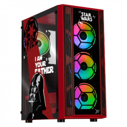 Gabinete Xtreme PC Gaming MG-23140, Midi-Tower, ATX/Micro-ATX/ITX, USB 2.0/3.0, sin Fuente, 4 Ventiladores Instalados, Negro/Rojo 