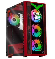 Gabinete Xtreme PC Gaming Evangelion 02 Edition, Full Tower, ATX/EATX/Micro-ATX/Mini-ITX, USB 2.0/3.0, sin Fuente, 4 Ventiladores Instalados, Rojo 