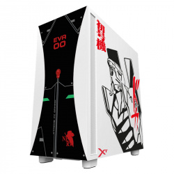 Gabinete Xtreme PC Gaming Evangelion, Midi-Tower, ATX/Micro-ATX/Mini-ITX, USB 3.0, sin Fuente, sin Ventiladores Instalados, Negro/Blanco 