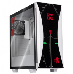 Gabinete Xtreme PC Gaming Evangelion, Midi-Tower, ATX/Micro-ATX/Mini-ITX, USB 3.0, sin Fuente, 2 Ventiladores Instalados, Negro/Blanco 