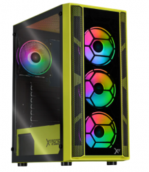 Gabinete Xtreme PC Gaming MG-23083, Midi-Tower, ATX/Micro-ATX/Mini-ITX, USB 2.0/3.0, sin Fuente, 4 Ventiladores Instalados, Negro/Amarillo 