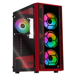 Gabinete Xtreme PC Gaming Kronos, Midi-Tower, ATX/Micro-ATX/Mini-ITX, USB 2.0/3.0, sin Fuente, 4 Ventiladores Instalados, Rojo 