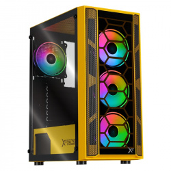 Gabinete Xtreme PC Gaming MG-23084, Midi-Tower, ATX/Micro-ATX/ITX, USB 2.0/3.0, sin Fuente, 4 Ventiladores Instalados, Amarillo 