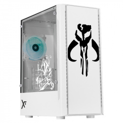 Gabinete Xtreme PC Gaming Mandalorian Green V2, Micro-Tower, Micro-ATX/Mini-ITX, USB 2.0, sin Fuente, 3 Ventiladores Instalados, Blanco 