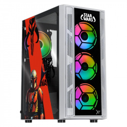 Gabinete Xtreme PC Gaming MG-23142, Midi-Tower, ATX/Micro-ATX/Mini-ITX, USB 2.0/3.0, sin Fuente, 4 Ventiladores Instalados, Negro/Blanco 