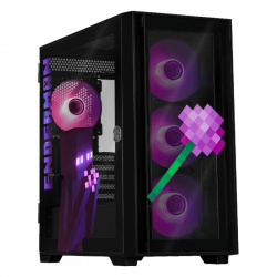Gabinete Xtreme PC Gaming MinecraftEnderman, Mini-Tower, ATX/Micro-ATX/Mini-ITX, USB 2.0/3.0, sin Fuente, 4 Ventiladores Instalados, Negro 