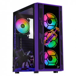 Gabinete Xtreme PC Gaming Minecraft Ender Dragon, Midi-Tower, ATX/Micro-ATX/Mini-ITX, USB 2.0/3.0, sin Fuente, 4 Ventiladores Instalados, Morado 