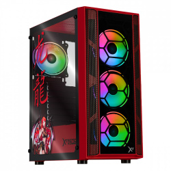 Gabinete Xtreme PC Gaming MG-23059 Ed. Scarlet Dragon, Full Tower, ATX/EATX/Micro-ATX/Mini-ITX, USB 2.0/3.0, sin Fuente, 4 Ventiladores Instalados, Negro/Rojo 