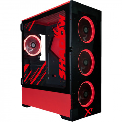 Gabinete Xtreme PC Gaming MG-23060 Edición Shadow, Full Tower, ATX/EATX/Micro-ATX/Mini-ITX, USB 2.0/3.0, sin Fuente, 4 Ventiladores Instalados, Negro/Rojo  