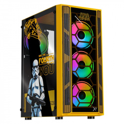 Gabinete Xtreme PC Gaming MG-23139, Midi-Tower, ATX/Micro-ATX/ITX, USB 2.0/3.0, sin Fuente, 4 Ventiladores Instalados, Negro/Amarillo 