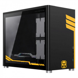 Gabinete Xtreme PC Gaming TUF Edition, Micro-Tower, Micro-ATX/Mini-ITX, USB 3.0, sin Fuente, sin Ventiladores Instalados, Negro/Amarillo 
