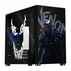 Gabinete Xtreme PC Gaming Venom-Spider Comic Edition, Mini-Tower, Micro-ATX/Mini-ITX, USB 3.0, sin Fuente, sin Ventiladores Instalados, Negro 
