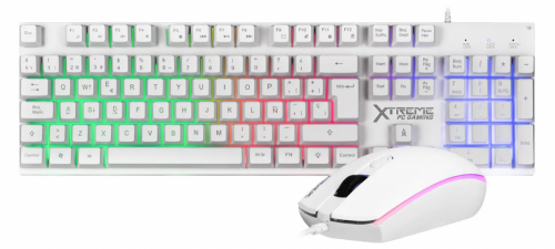 Kit Gamer de Teclado y Mouse Xtreme PC Gaming Battle Chief, Alámbrico, USB, Blanco, Español 