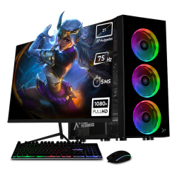 Computadora Xtreme PC Gaming CM-05374, AMD Ryzen 5 5600G, 16GB, 2TB + 240GB SSD, Wi-Fi, Windows 10 Prueba + Teclado/Mouse/Monitor de 27