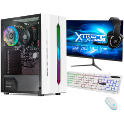 Computadora Gamer Xtreme PC Gaming CM-50109, AMD Ryzen 5 5600G 3.90GHz, 8GB, 250GB SSD, Adaptador WiFi, Windows 10 Prueba, Blanco ― incluye Monitor de 23.8, Teclado, Mouse y Audífonos 