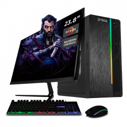 Computadora Xtreme PC Gaming Ultron Black, AMD Ryzen 3 3200G, 16GB, 500GB SSD, Wi-Fi, Windows 10 Prueba + Teclado/Mouse/Monitor de 23.8